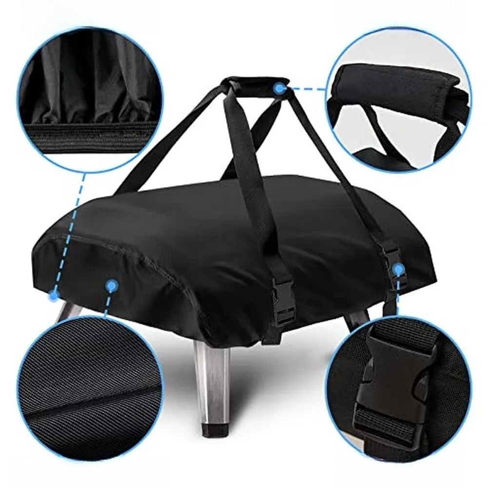 For KODA12 and KODA16 Pizza Oven Cover - 210D Black Dustproof Fabric with Precise Dimensions 63x41x16cm 77x60x22cm