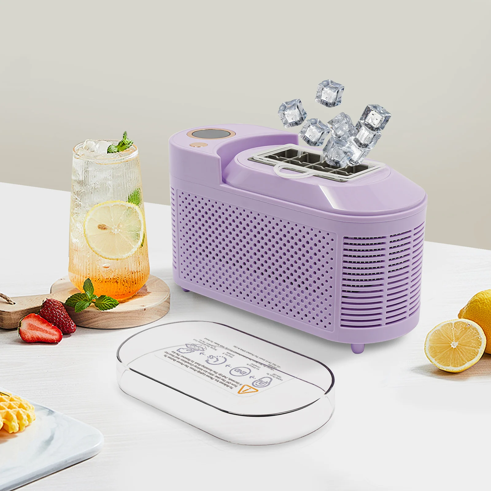 Portable 8-Cube Ice Maker,Fast 10-Minute Ice Production,Dual-Core Semiconductor Technology,12V Car/ Home Use,Ultra-Quiet 60dB