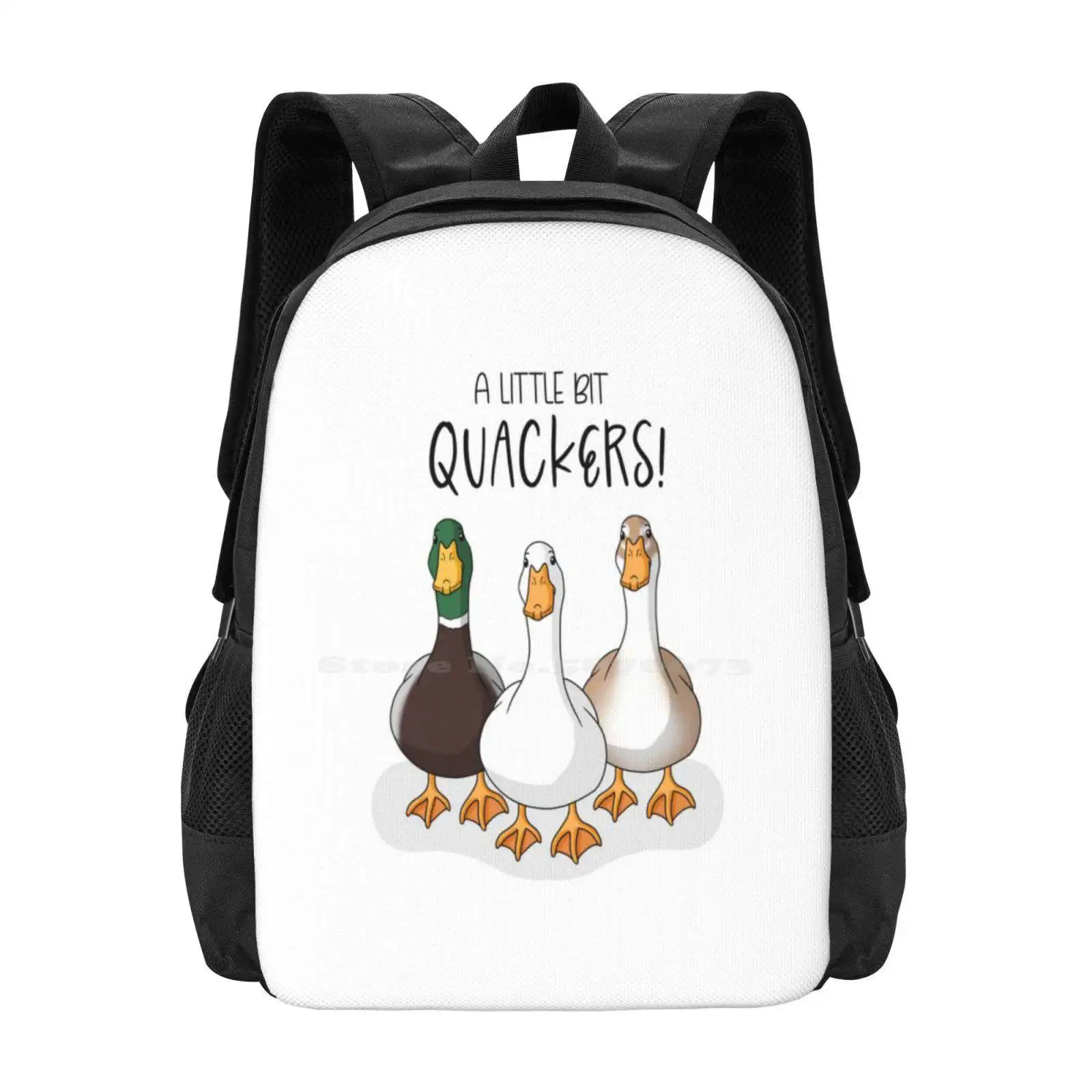 

A Little Bit Quackers! - Black Text Hot Sale Schoolbag Backpack Fashion Bags Doodle Doggys Dogs I Love My Dog Dog Breeds Cute