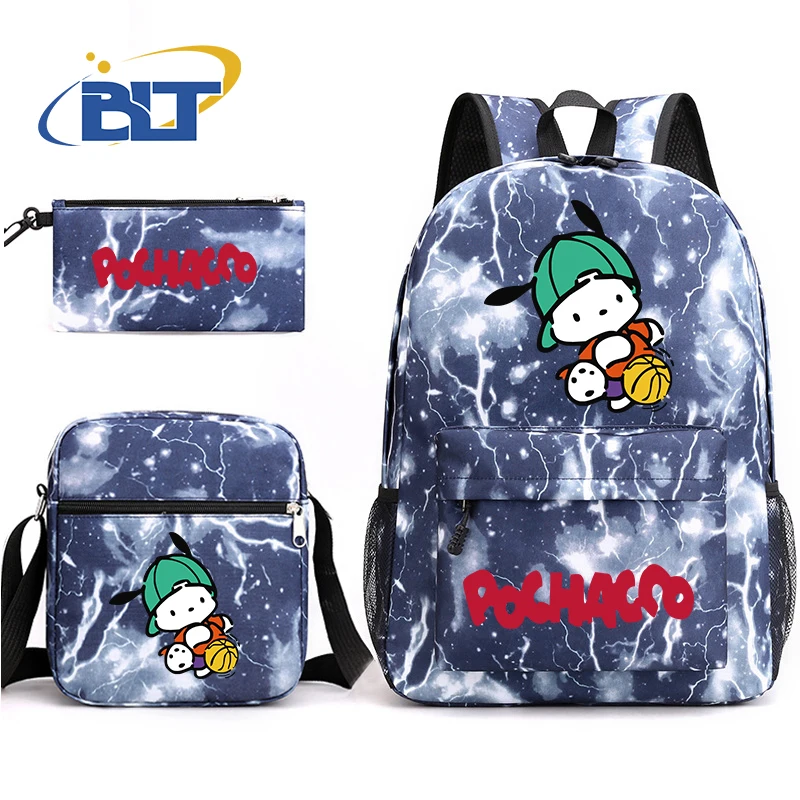 MINISO Pochacco printed student school bag set children's pencil case shoulder bag backpack three-piece set