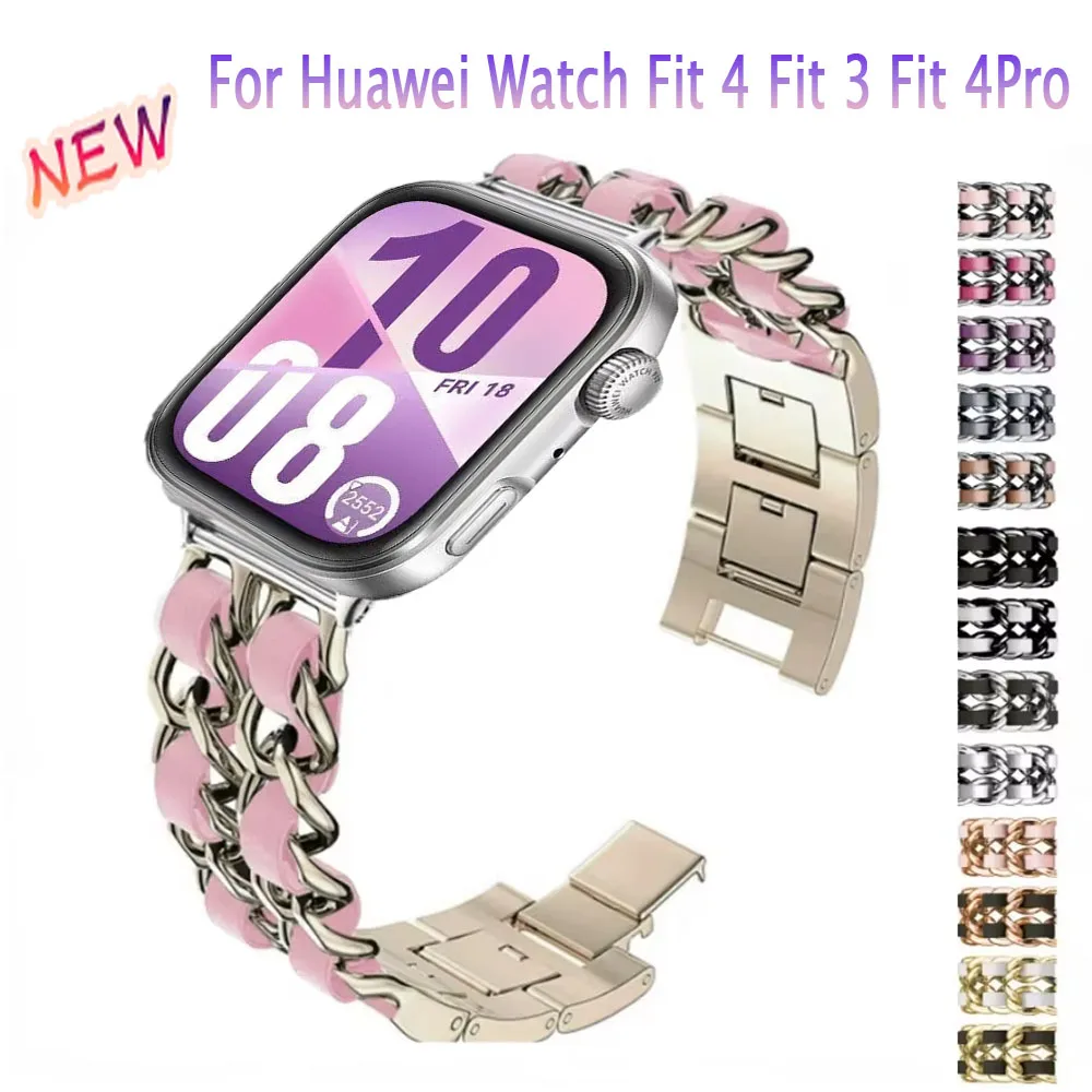 

Metal Link Bracelet Strap For Huawei Watch Fit 4 Fit 3 Band Stainless Steel Women Wristband For Huawei Watch Fit 3 4 Pro Correa