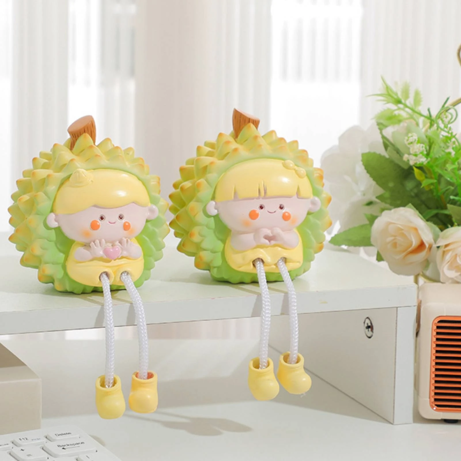 Durian Doll Ornaments Dangling Leg Tabletop Figurines Hanging Dolls Cartoon for Collectors, Desk, Bookshelf