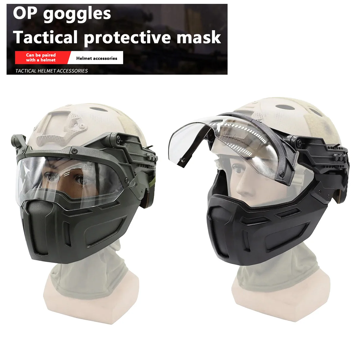 

Tactical FAST Helmet Half Face Mask With New Flip Goggles Hunting Airsoft CS Game Paintball Mask Helmet Accessories Gear