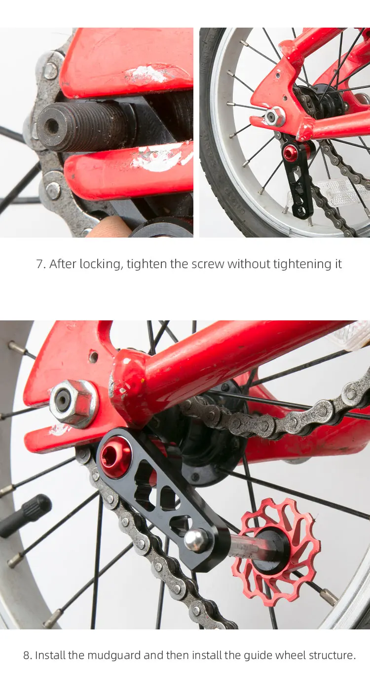 Für Singlespeed-Spannrolle, Fahrradkette, Aluminiumlegierungs-Führungsrolle, Kettenblattspreizer, Hinteres Schaltwerk, Reißverschluss – Detail 16