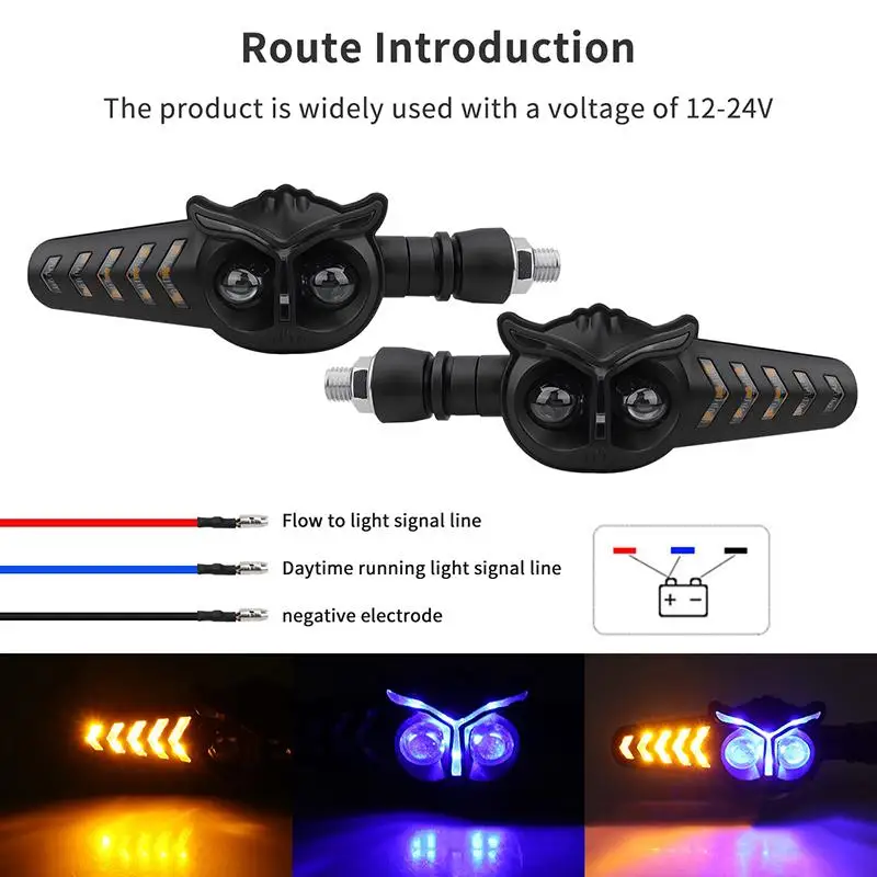 2Pcs 12V 24V Safe Flashing Indicator Lamp Motorcycle LED Turn Signal Light Tail Brake Lights Decorative Lamp DRL