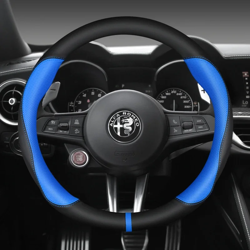 Carbon Fiber Car Steering Wheel Cover Non-Slip,  For Alfa Romeo Giulia 2016-2020 Stelvio 2017 2018 2019-2020 Car Accessories