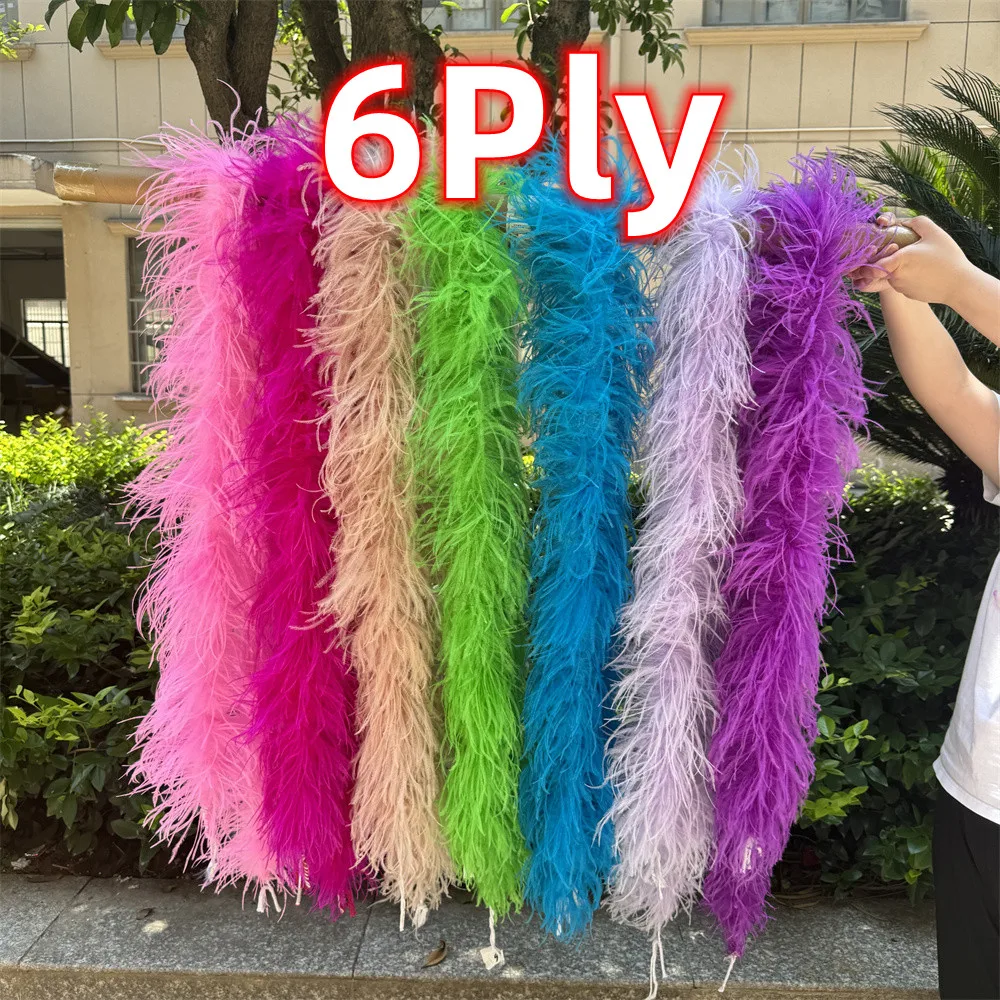 

1-2Meter Colorful Ostrich Feathers Boa 2 3 4 6 Ply Fluffy Really Feather Scarf Shawl Carnival Party Clothing Sewing Plumes Decor