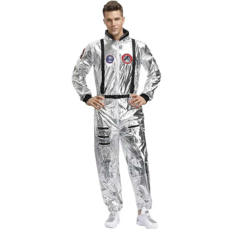 Man Women Astronaut Costume for Couples Space Suit Role Play Dress up Pilots Uniforms Halloween Cosplay Party Jumpsuit Suits