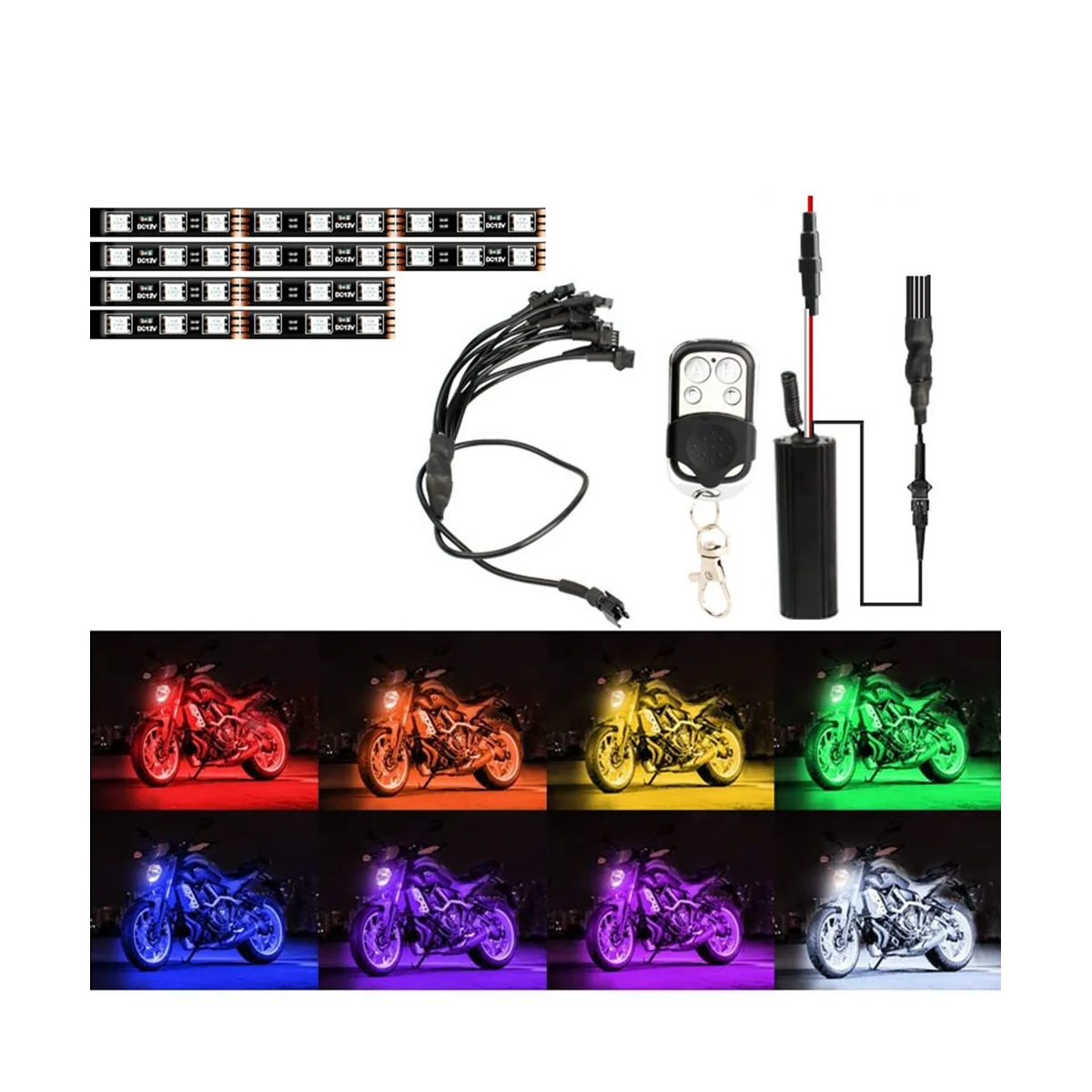 Nowy motocykl listwa świetlna LED 36LED motocykl uniwersalny pasek lampka ze zdalnym sterowaniem LED Phantom nastrojowe oświetlenie