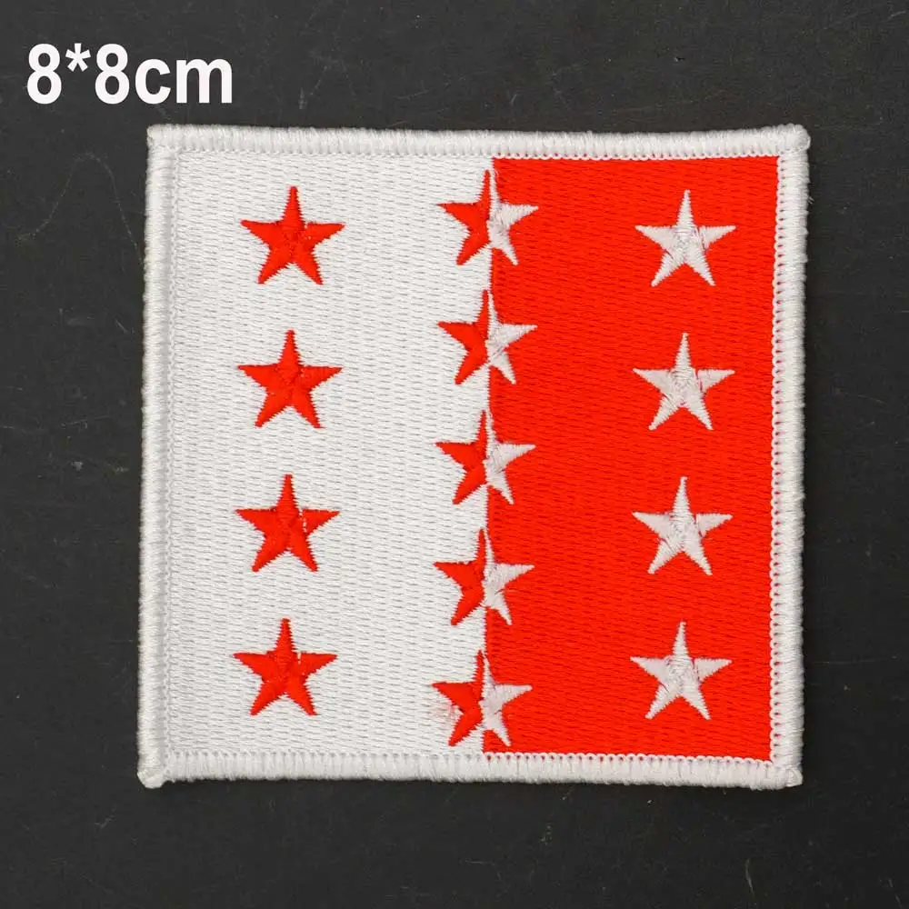 Valais Flag Embroidery Patches with Sew on hook backing for Clothing Backpack Caps DIY Appliques