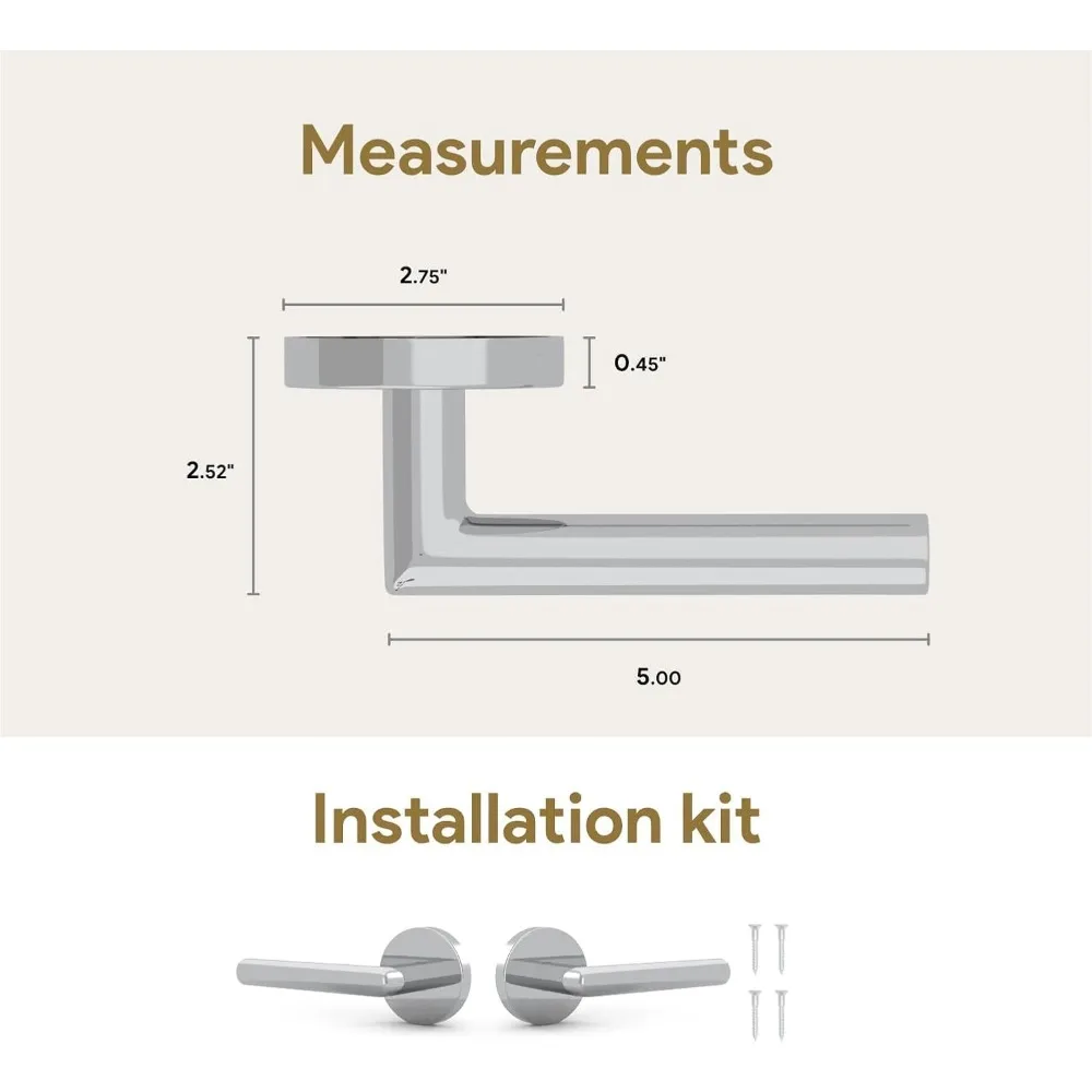 مقابض الأبواب المدمية من ميجا هاندلز - 6 عبوات من مقابض الأبواب الكروم شديدة التحمل، مقبض باب غير قابل للدوران للخزانة والأبواب الفرنسية،