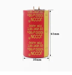 1PCS JCCON 80v10000uf audio electrolytic capacitor 10000UF80V 35x60 red robe copper foot high fidelity amplifier low ESR