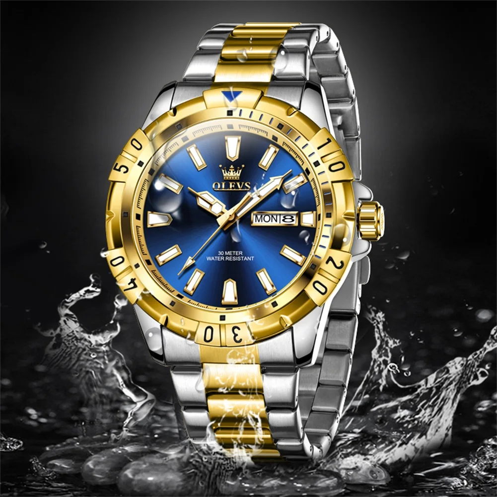 OLEVS New Fashion Original Quartz Watch For Men 42mm Big Dial Stainless Steel Luxury Man Watches Waterproof Hand Clock 5560