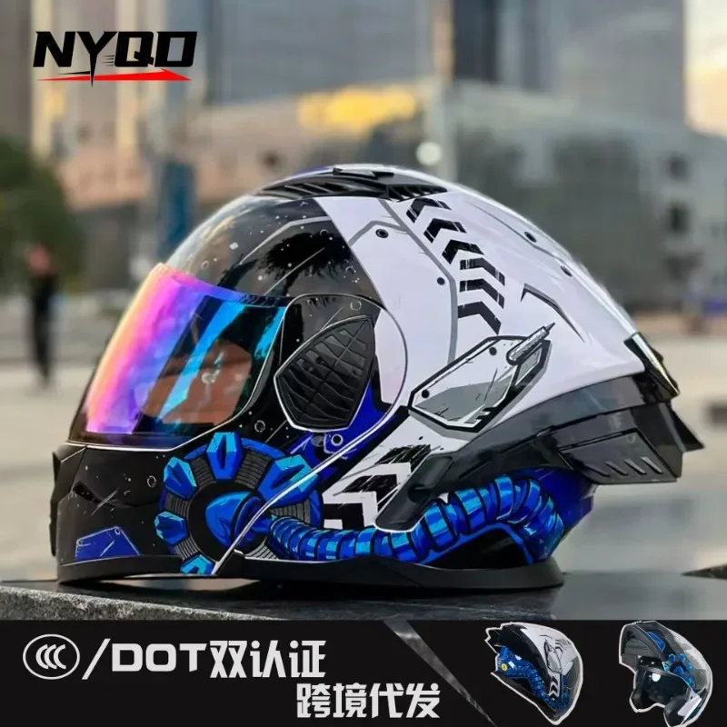

DOT Blue and White Skinned Helmet Men's and Women's Four Season Universal BicycleSmallShellNewNationalStandardHelmet casco moto