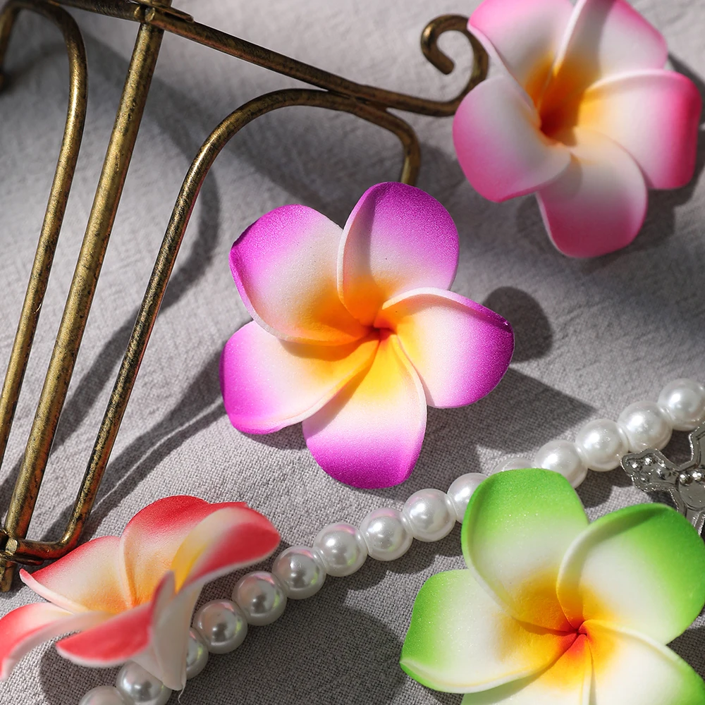 10Pcs 5cm Hawaiian Plumeria  PE Foam Artificial Flower DIY Wreath Headdress Flowers Wedding Decoration Party Supplies