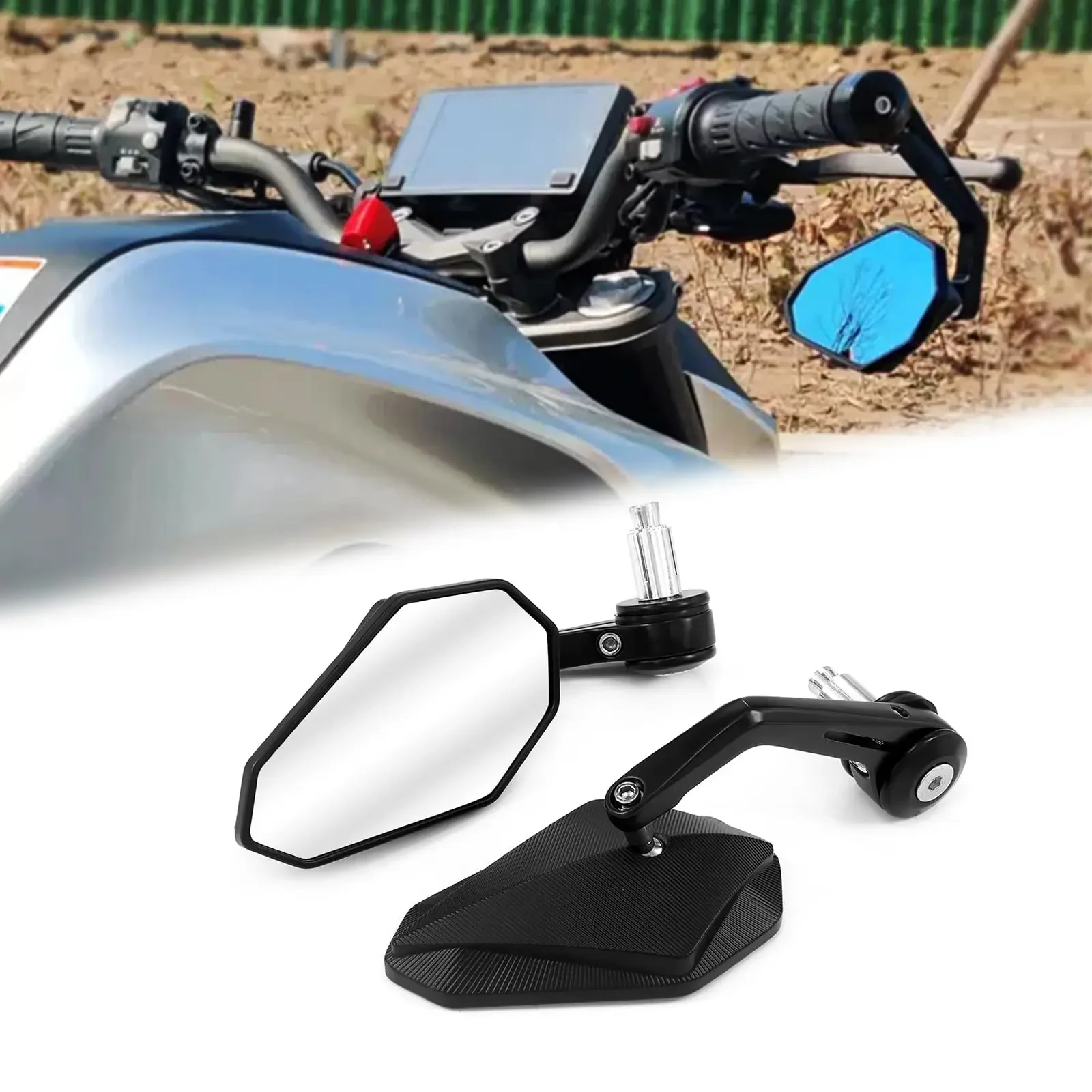 2 Stück Motorrad-Lenkerendenspiegel aus Aluminiumlegierung, 7/8 Zoll, universelle Rückspiegel für DUKE250 DUKE390 MT03 CB650R – Detail 5