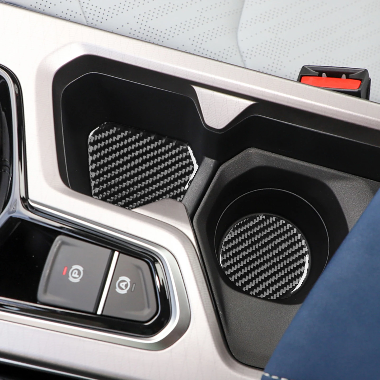 For Geely Emgrand 4th 22—25 For Proton S70 21-24 Carbon Fiber Central Water Cup Holder Panel Trim Interior Accessories Sticker