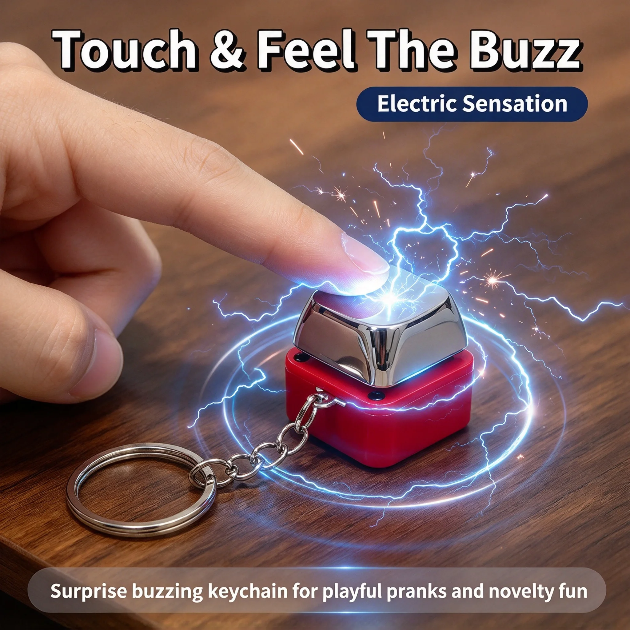 Electric Shock Electric Keyboard Keychain Street Trick Novelty Item Fidget Keychain Shocking Handshake Trick Clicker Toy 1PC
