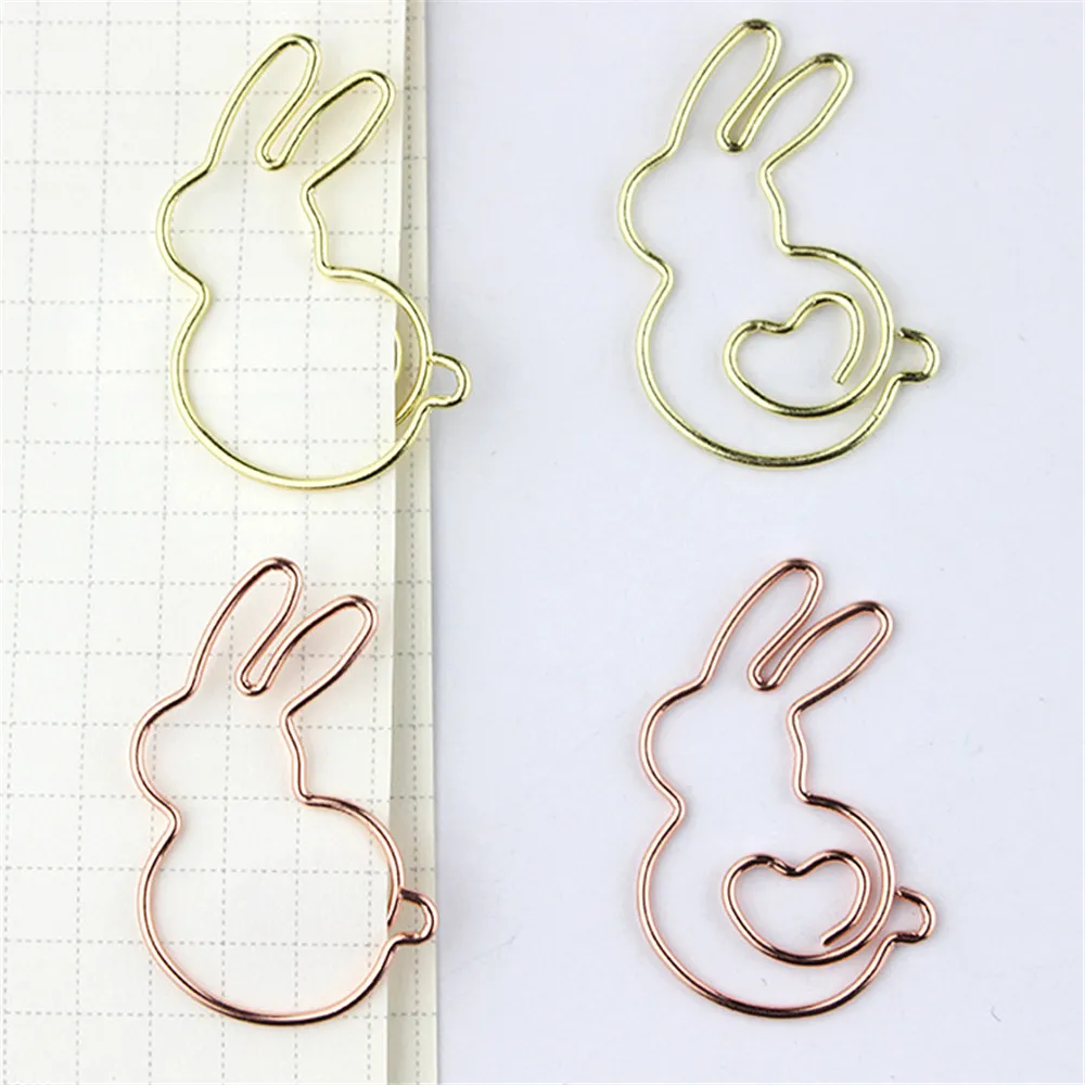 10pcs/Box Paper Clips Kawaii Rabbit Shape Metal Clips Memo Ticket Clip Bookmarks Marking Clips Office Shool Stationery Supplies