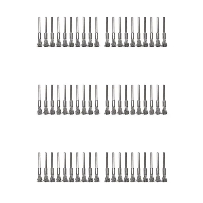 AB11-60 Pc Stainless Steel 1/4 Inch (6Mm) Pen Wire Brush NO.532 With 1/8 Inch (3Mm) Shank For Dremel