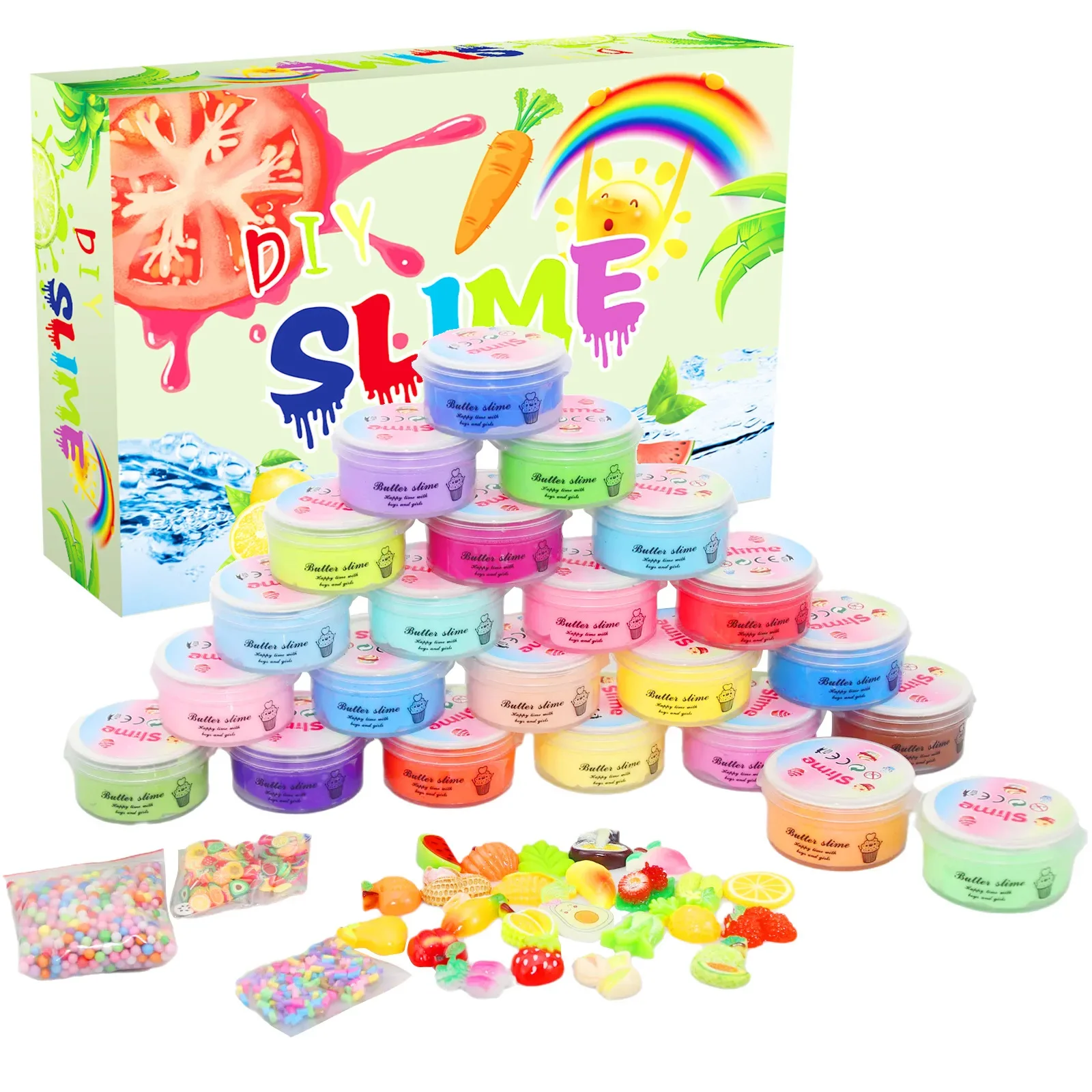 Slimes-Esponjoso gigante Baratos para niños, juego de barro de algodón de 24 piezas, Kit de limo, barro de mantequilla colorido, juguete de rompecabezas, 30ml