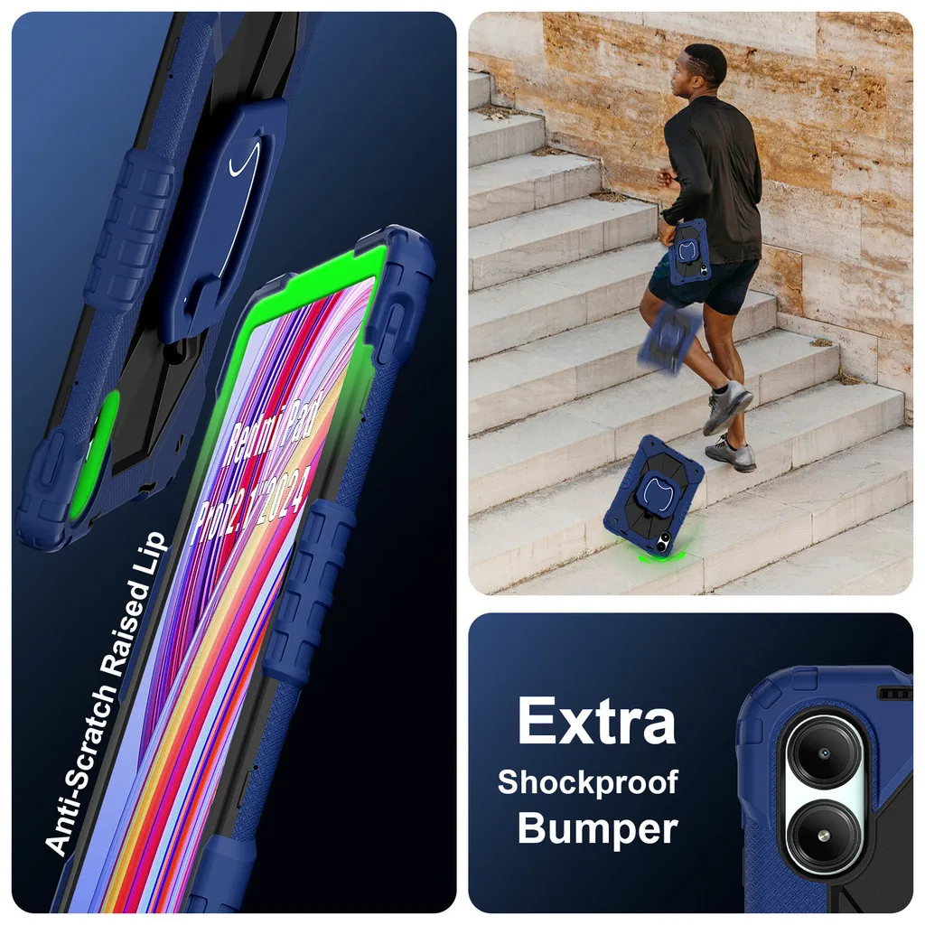Case for Redmi Pad Pro 12.1inch Xiaomi Poco Pad 5G 12.1inch 2024 Tablet Casing Kids 360° Rotating Tablet Stand Shockproof Case