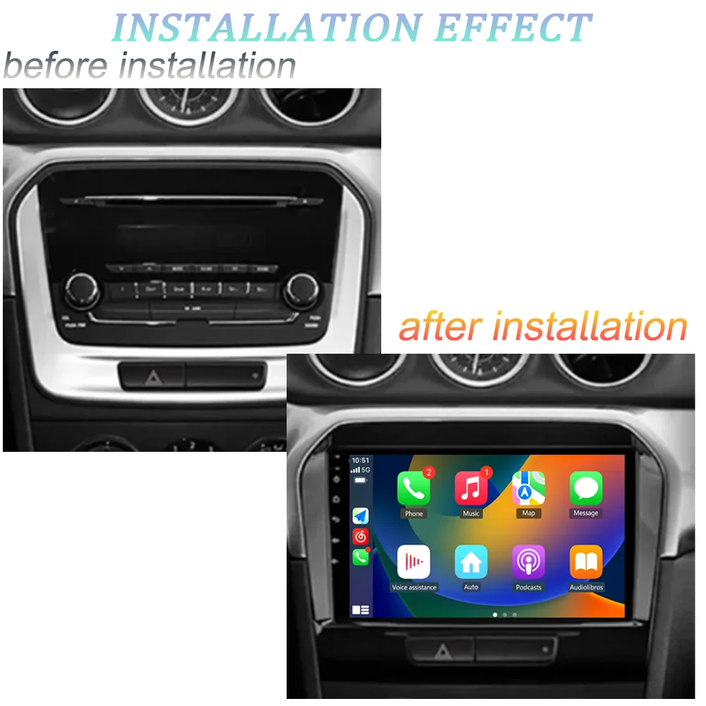 For Suzuki Vitara 4 2017-2022 Android 14 Car Radio Multimedia Video Player GPS Navigation Wireless Carplay Stereo 4G WiFi dvd
