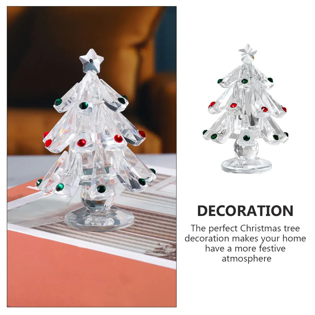 

Christmas Tree Desktop Decoration Glass Xmas Tree Statue Small Tabletop Xmas Holiday Decor Party Supplies Festive Home Table