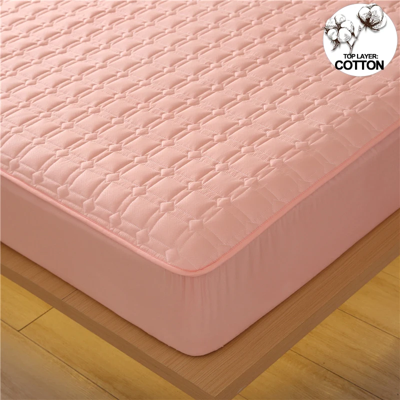 

Premium Antibacterial Breathable Mattress Cover, Mattress Protector, Soft Comfortable, Noise-free,Single/Couple Bed Size,Pink