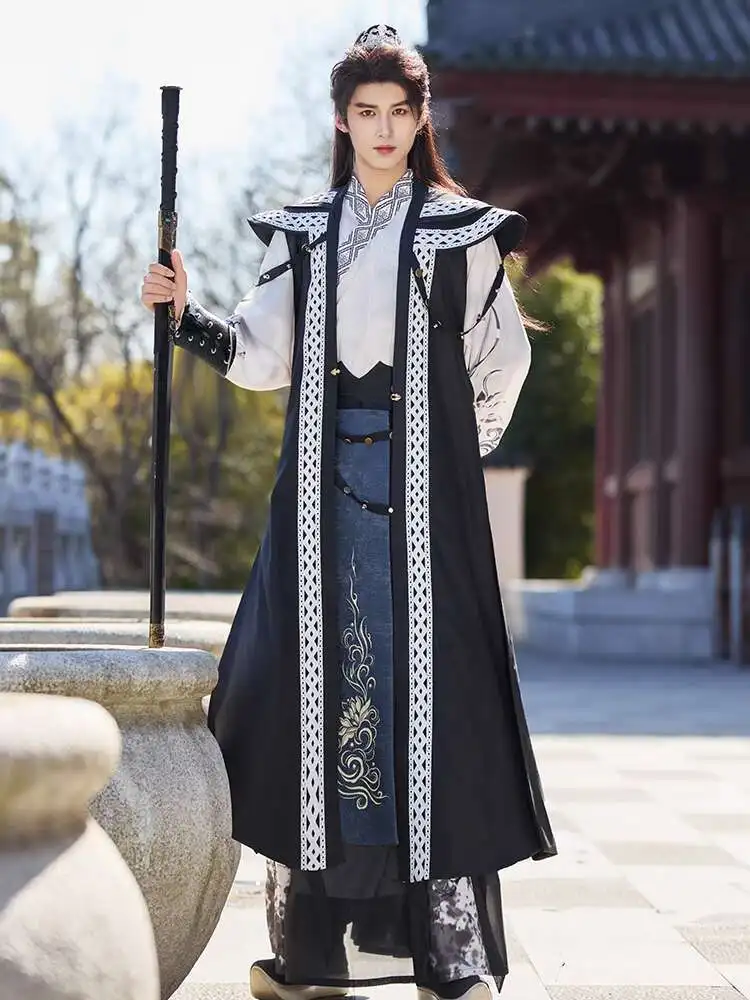 جديد كرنفال هالوين كوس تأثيري Hanfu Chivalrous الخبراء القديمة زي النمط الصيني وسيم الملابس الداخلية معطف تنورة