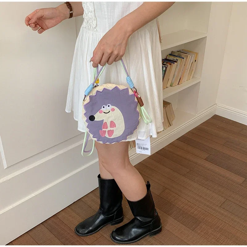 Niedliche Cartoon-Tier-Stickerei Umhängetasche, Bunte Mini-Geldbörse, Leichte Nylon-Kinder-Handytasche, Damen-Schultertasche – Detail 23