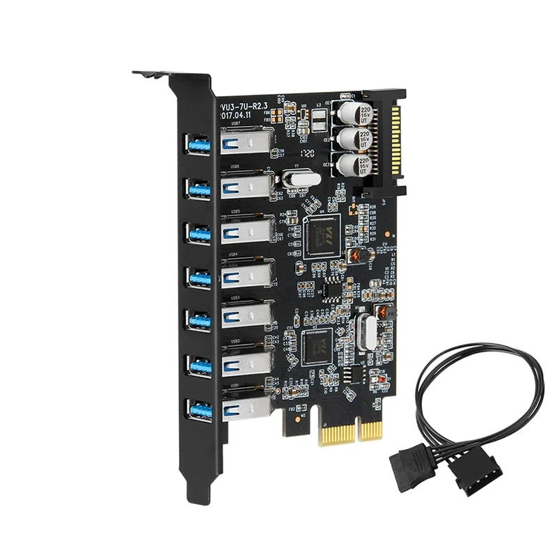 PCI-E to USB 3.0 Adapter Card Expansion Card For Desktop PC Host Card For Windows 10/8/7/XP/Linux