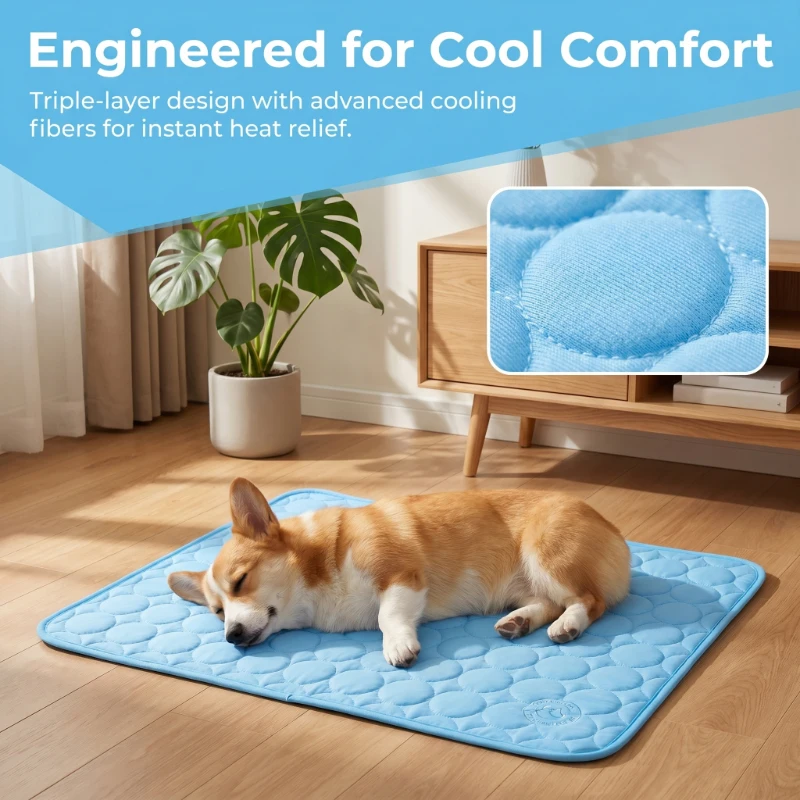 

2pcs Breathable Non Slip Pet Ice Mat Summer Soft Cooling Mattress Pad Dog Cat Home Bed Sofa Supplies