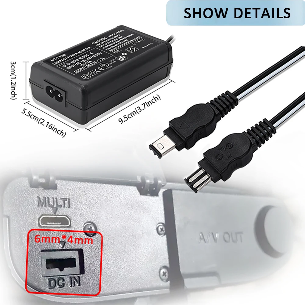 AC-L100C For Sony Camera AC-L10A L10B L15 Power Adapter NX100 AX2000 MC2500 HXR-NX3 CCD-TRV228 TRV615 PC104 MVC-FD200 HDR-FX7E