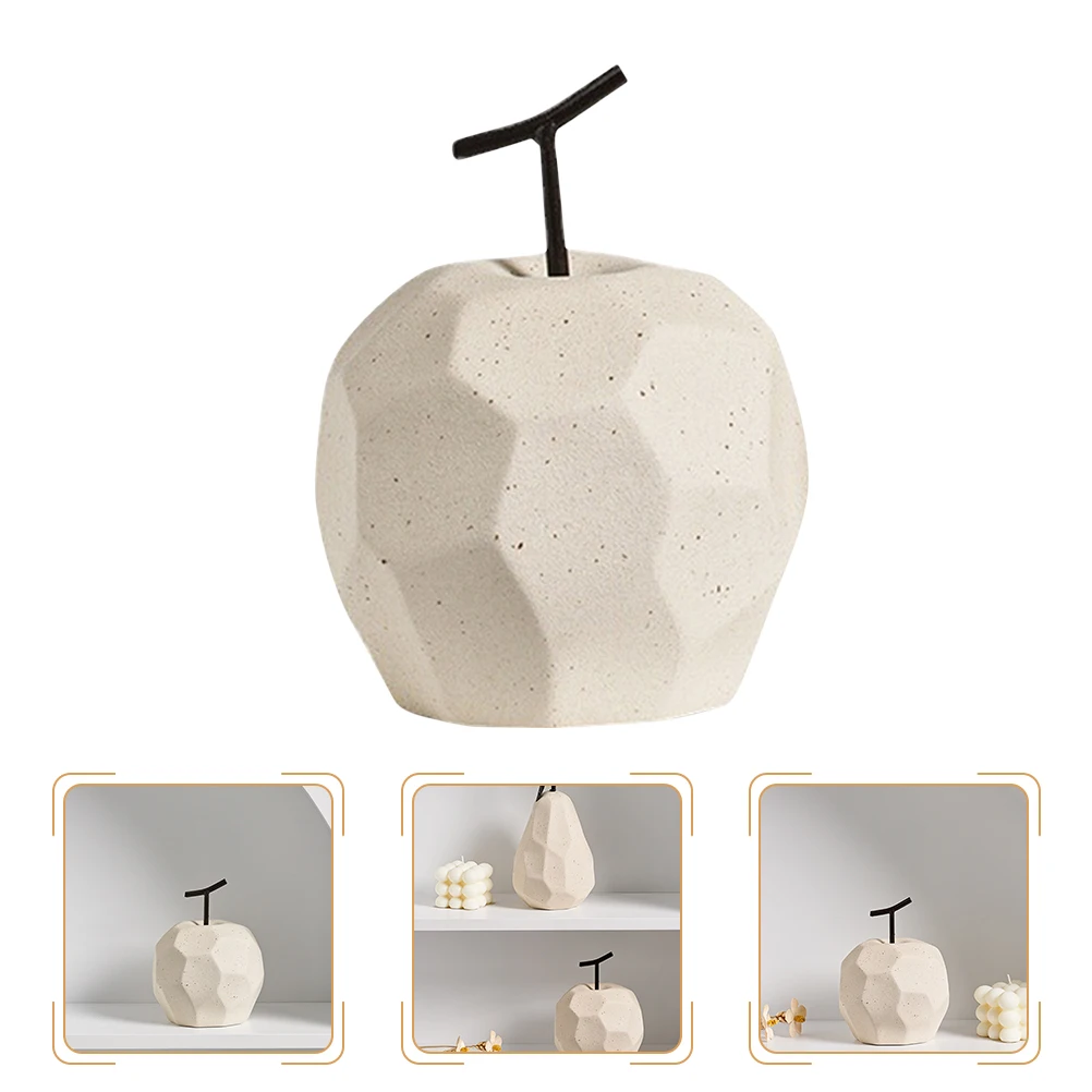 

1Pcs Apple Ceramic Sculpture Geometric Design Desktop Decoration for Home Office Ceramic Fruit Art Craft Garden Fruit Decor