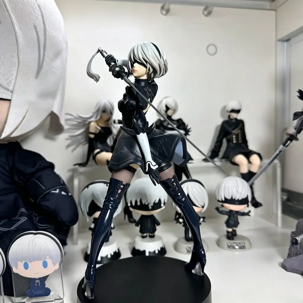Hot Sale 18CM Yorha 2B Black and White Series Anime Figure PVC Collectible Action Figures Model Doll Statuette Gift Figurine - view 2