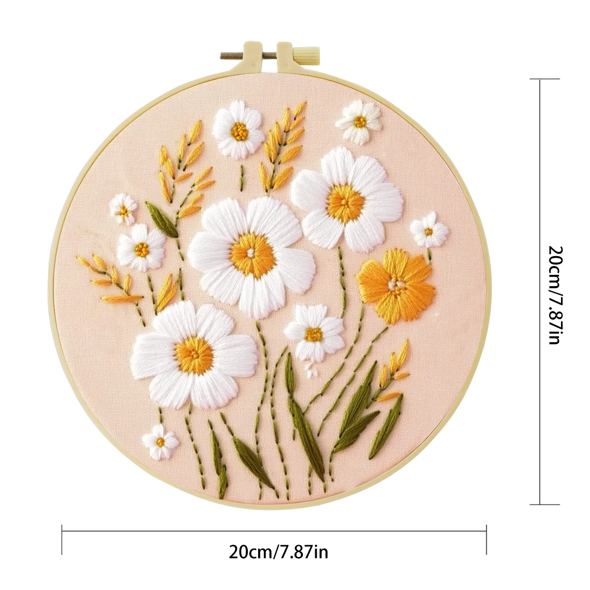 1 Stück 20X20CM/15X15CM 7,87/6,3 Zoll Blumen-Stickerei-Starter-Kit DIY-Kit DIY-Stickerei-Set Handarbeiten Heimdekoration Malerei – Detail 5