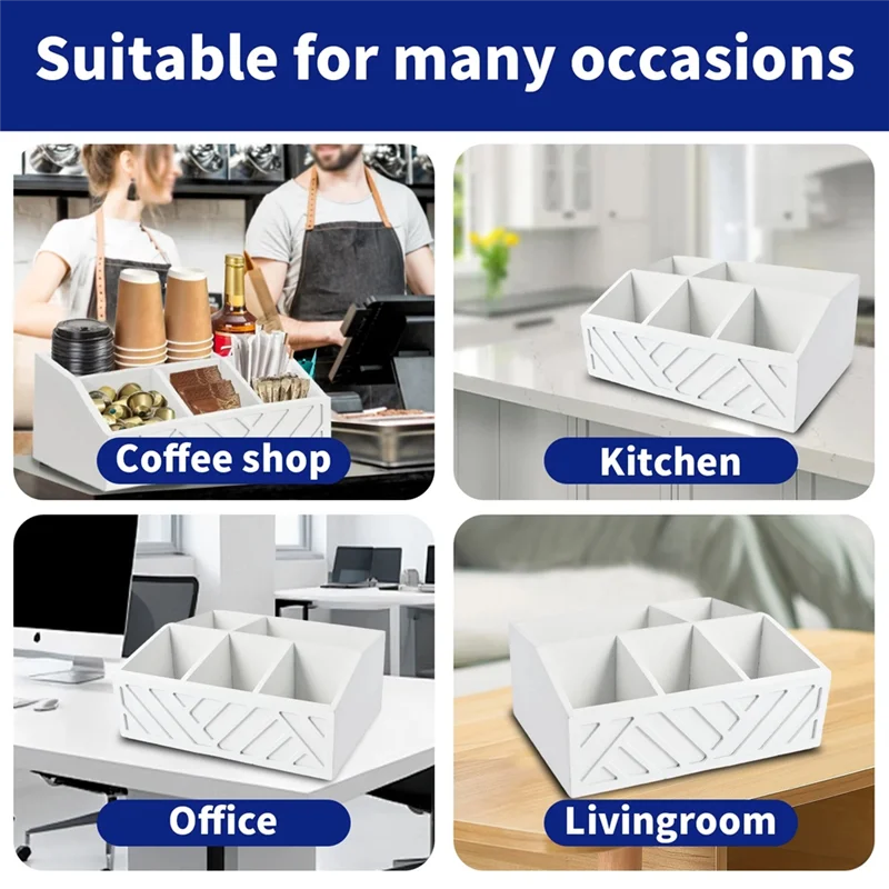 

ABLJ Wooden Coffee Bar Organizer Tea Condiment Storage Divided Storage Box Coffee Bar Accessories For Restaurant Dormitory