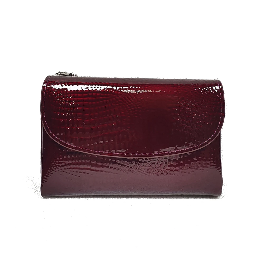 Ladies Patent Cow Leather Short Wallet Fashion Small Crocodile Pattern Genuine Cow Leather Purse ID Card Holders Money Pocket