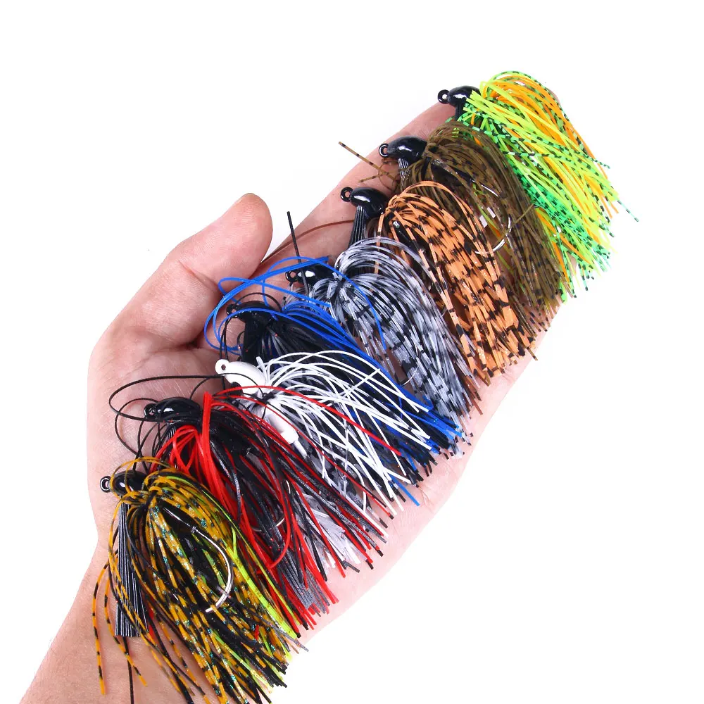 Hengjia 10g Weedless Skirted Bass Jig Finesse Flipping Jig Swim Jig Carp Freshwater Fishing Football Jig Fishing Tackle