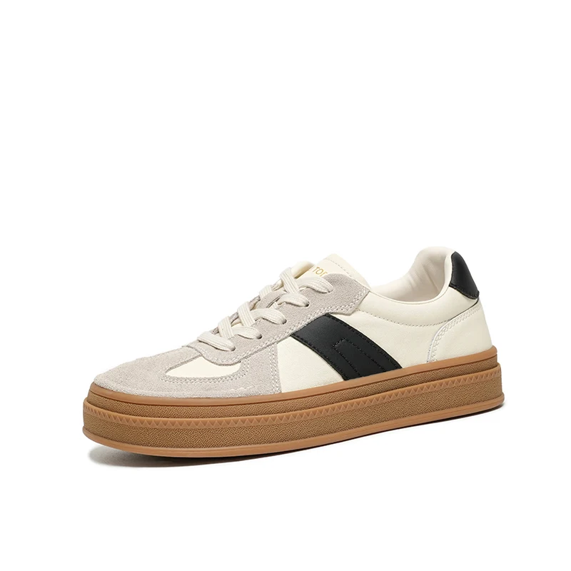 BEAUTODAY Casual Sneakers Women Cow Suede Split Leather Microfiber Patchwork Shoes Lace-up Female Traniers Handmade 29768 — zdjęcie 2