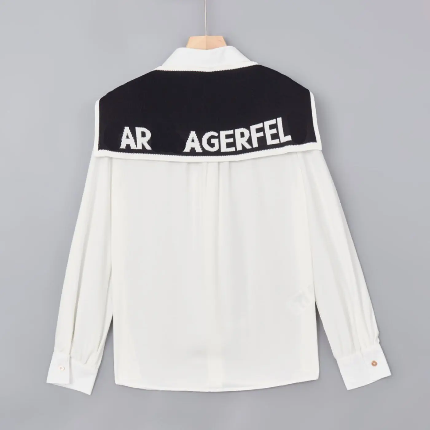 American Style Kell Weave Belt Shoulder White Shirt Breathable Long Sleeve Flip Collar Women's Fashion Spring Collection