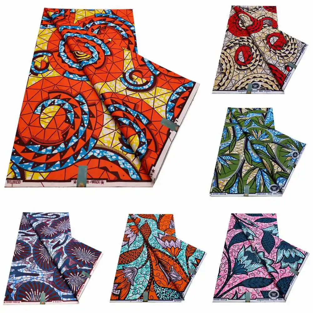 New Guaranteed Super-V Veritable Wax Fabric 100% Cotton African Real Wax Fabric Ankara Prints Wax Fabric Dutch Style Tissu Pagne