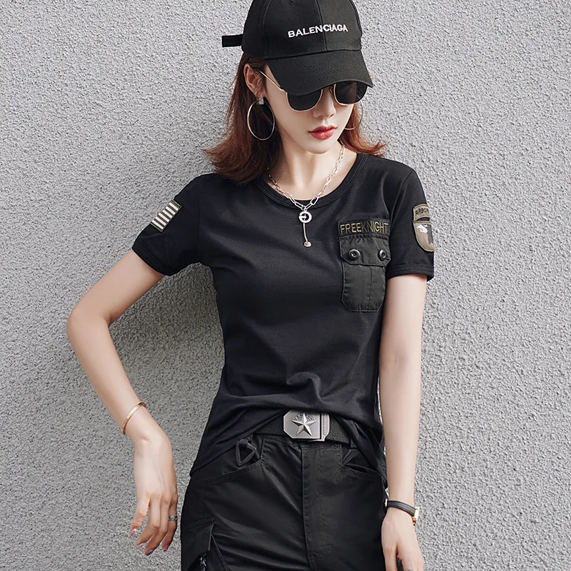 New Summer Women Military Tactical T-shirt Cotton Short-sleeved Casual Camouflage T-shirts