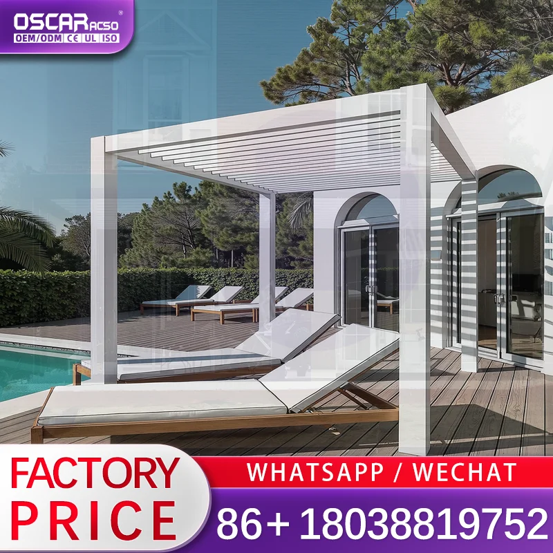 Premium Aluminum Alloy Weatherproof Motorized Pergola Innovative Modular Patio Canopy Similar Garden Pavilion Cabana Deck Backya