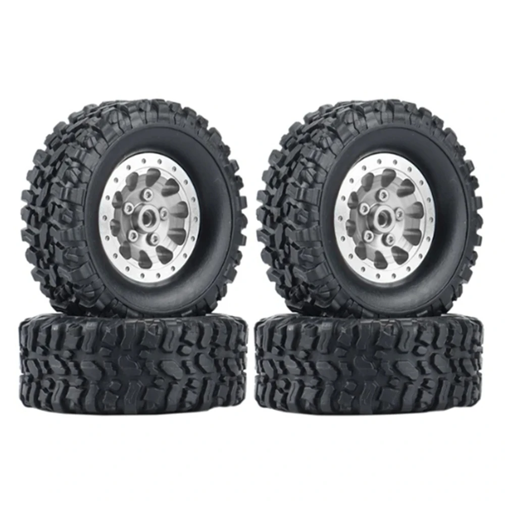 4Pcs Metal Beadlock Wheel Hub Wheel Rim And Rubber Tire For WPL C14 C24 B14 B24 B36 MN D90 MN99S RC Car Upgrade Parts view 5