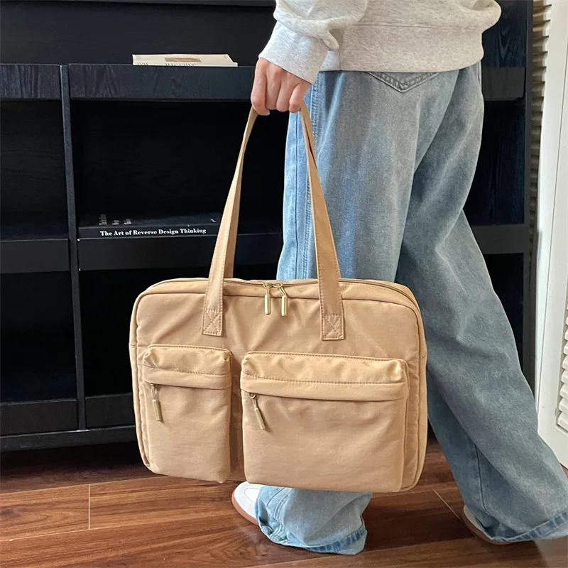 Nylon Shoulder Bag for Women Canvas Large Capacity Commuter Computer Briefcase Ladies Handbag Lightweight Multi-pocket Big Tote