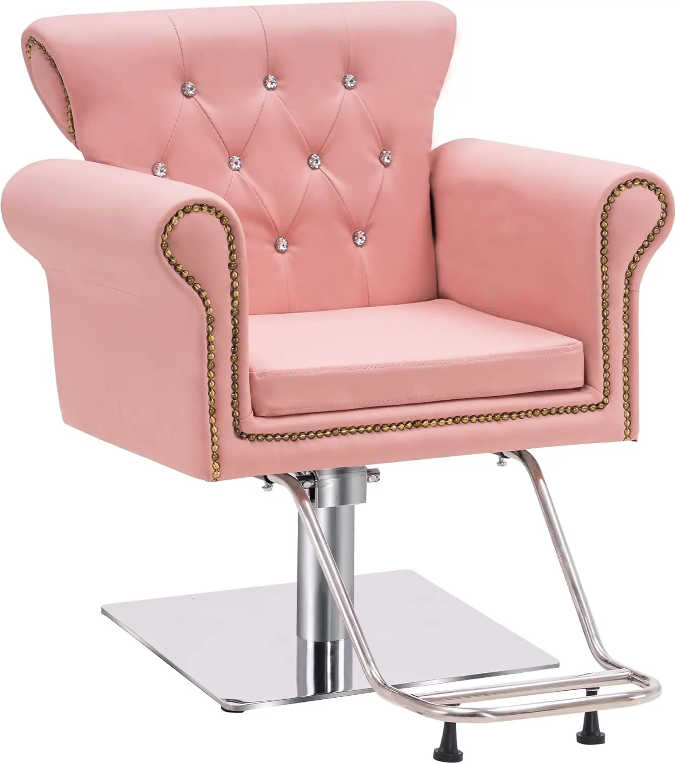 

BarberPub Classic Styling Salon Chair for Hair Stylist Antique Hydraulic Barber Chair Beauty Spa Equipment (Pink)