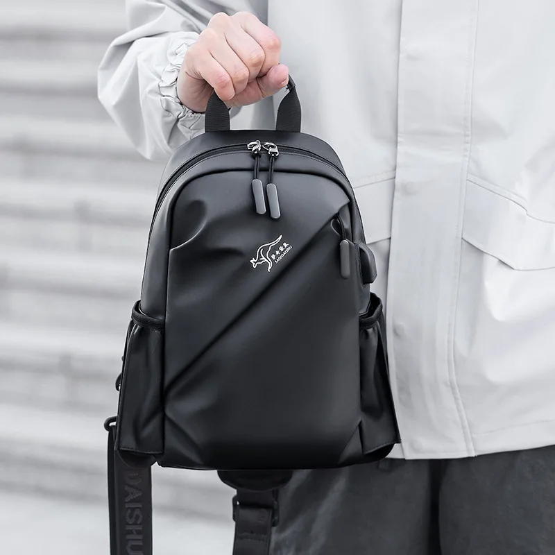 PU leather film waterproof men's chest bag, large-capacity commuting single-shoulder bag, large-capacity travel crossbody bag 3
