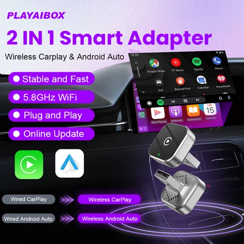 Adaptador inalámbrico CarPlay Android Auto Dongle USB Mini caja inteligente Plug And Play Universal para VW Toyota Nissan Honda Ford Benz